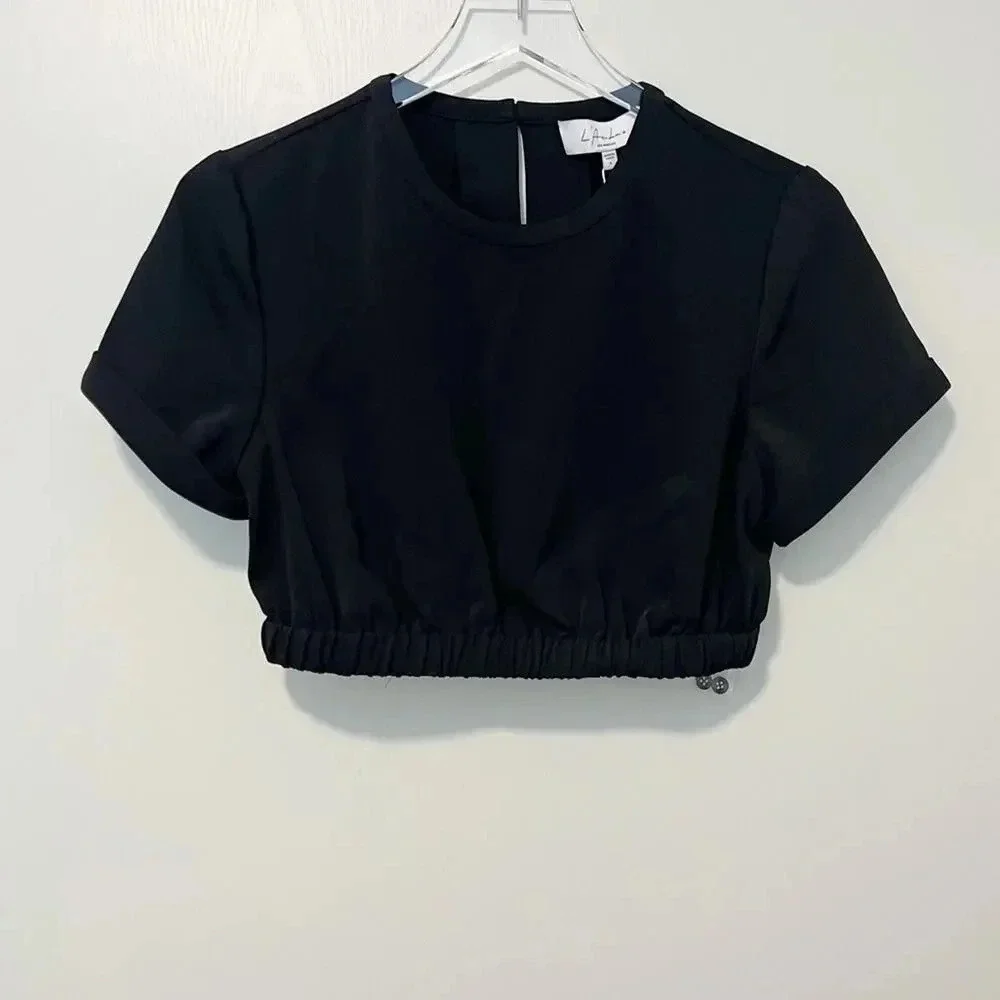 NWT L'ACADEMIE The Weronika Crop Top in‎ Black